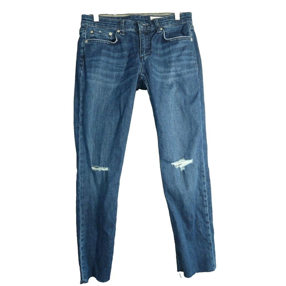 Rag & Bone Womens 25 Jeans The Dre Low Rise Slim Boyfriend Raw Hem Stretch